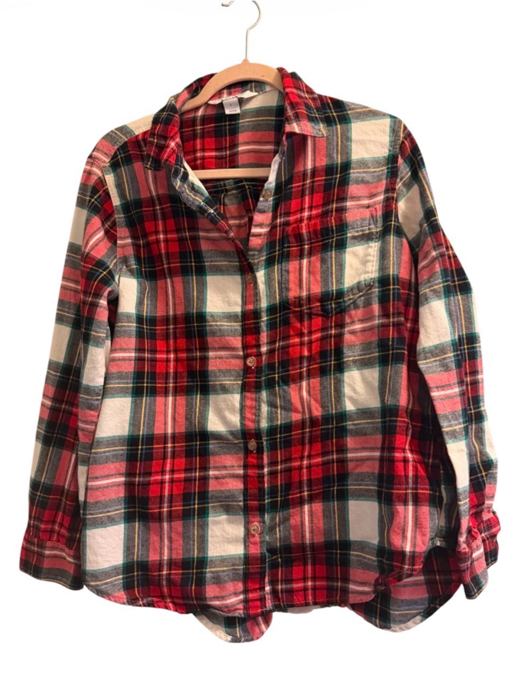 Women's Red and Black Plaid Button-Up Shirt